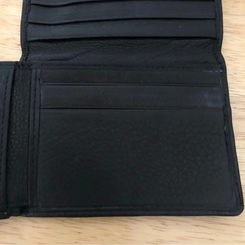 Stone Mountain wallet leather billfold L shape trifold card holder black crackle